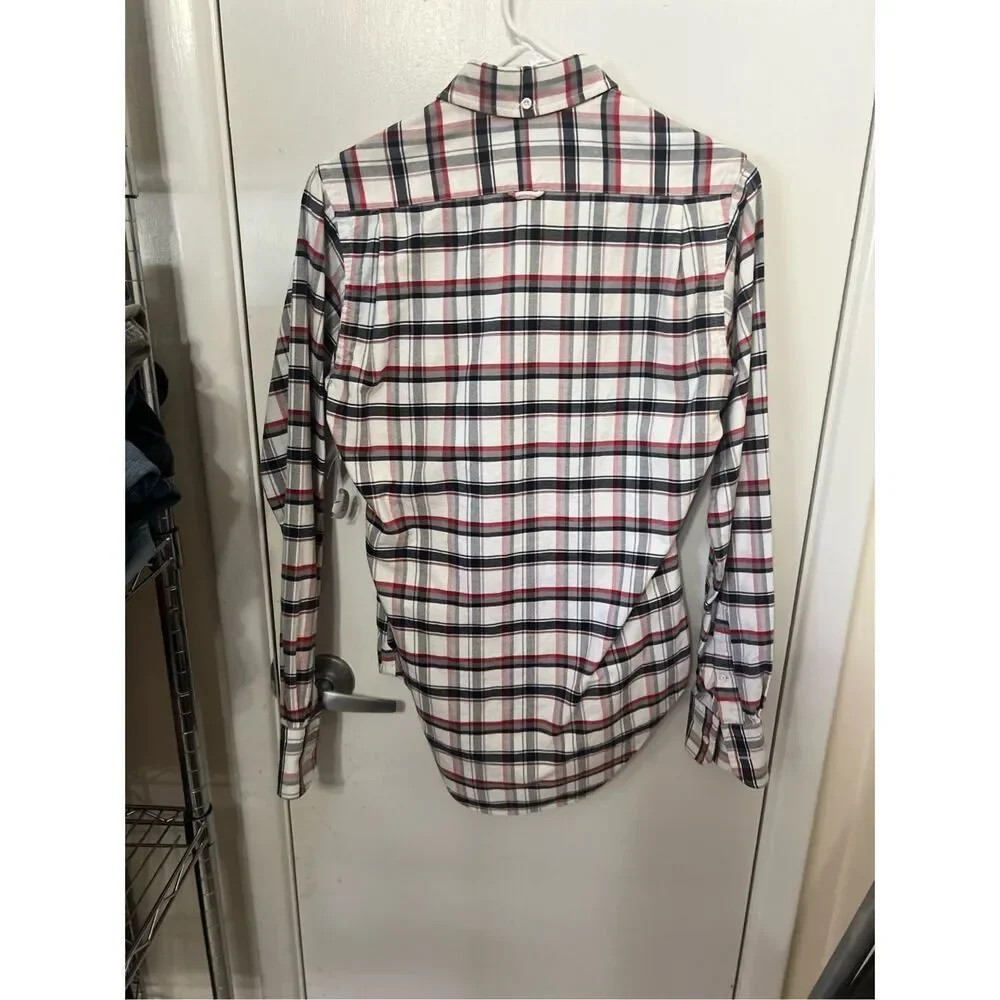 Thom Browne Plaid Print Long Sleeve Button Down Shirt Womens Size XS - Picture 8 of 9